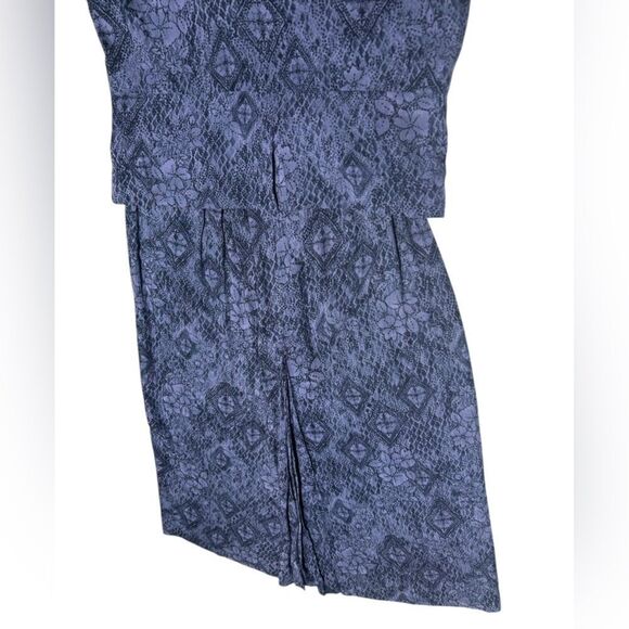 Vintage 2 piece Norton McNaughton Petite Blue Dress Set Cottagecore 90s Vintage - Picture 4 of 10